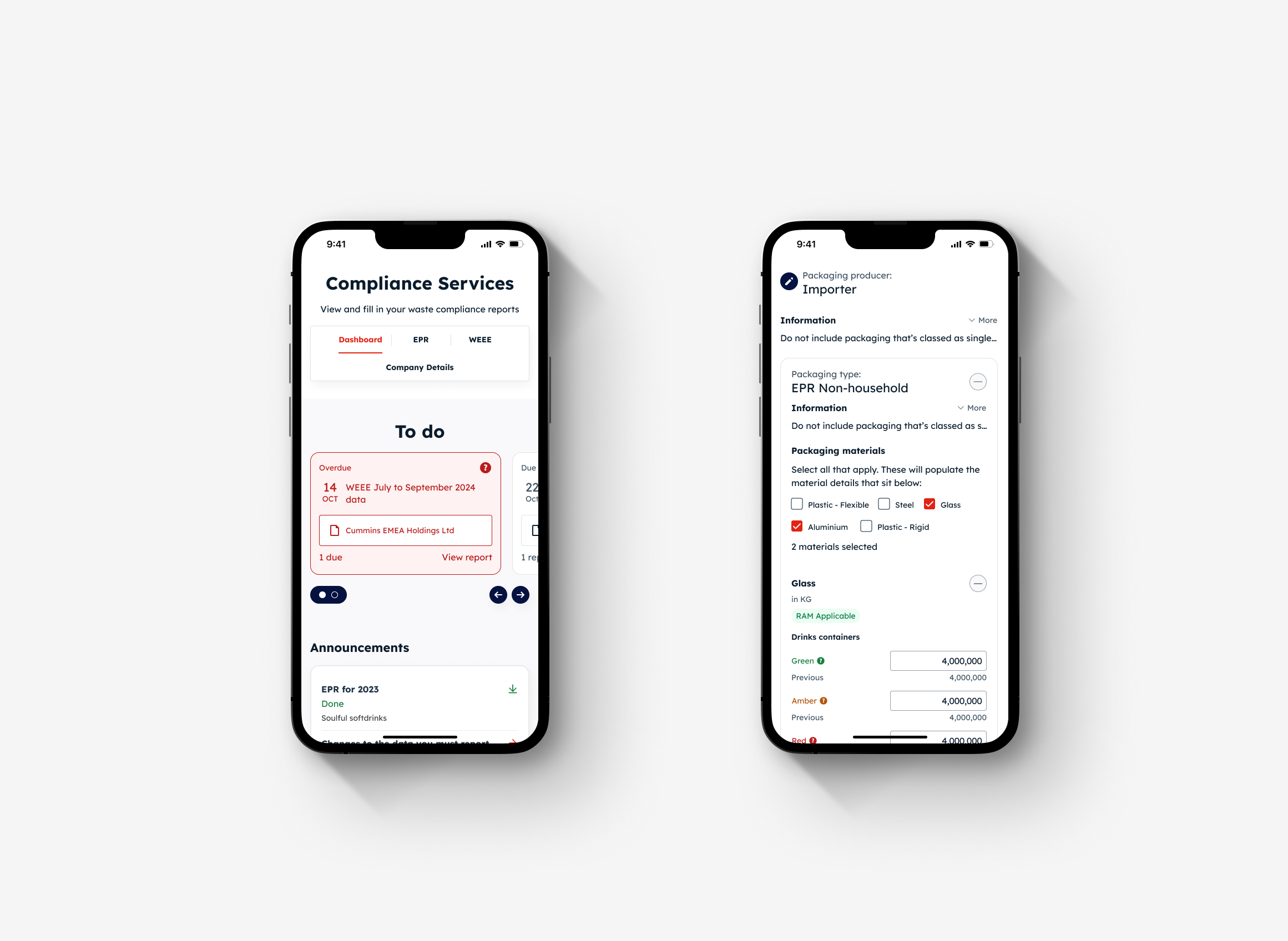 Mobile mockups of the Biffa platform